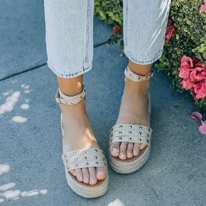 Vici cream studded espadrilles sandals